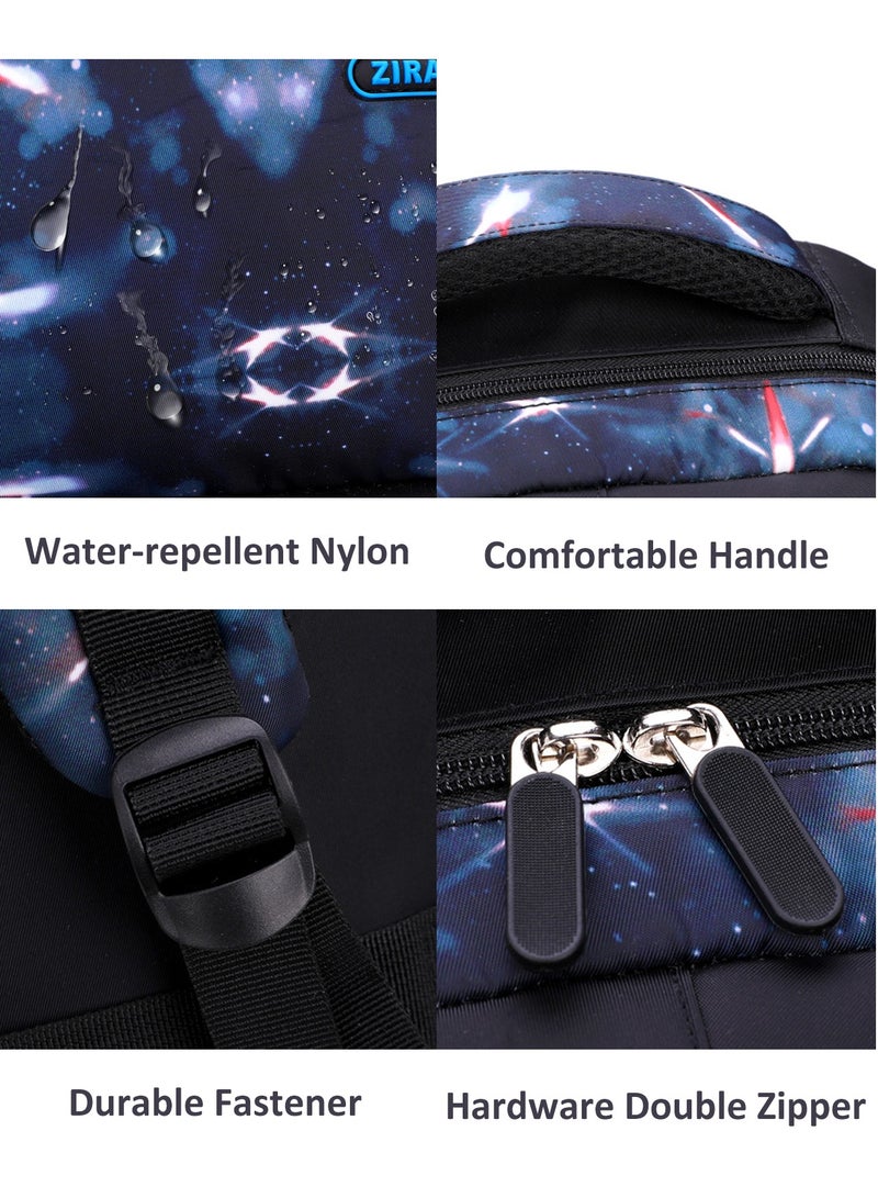 3Pcs Children's Backpack Set School Bag with Lunch Box Pencil Case, Large Capacity Galaxy Print Students Backpack for Primary Junior High school, Star Pattern - Image 4