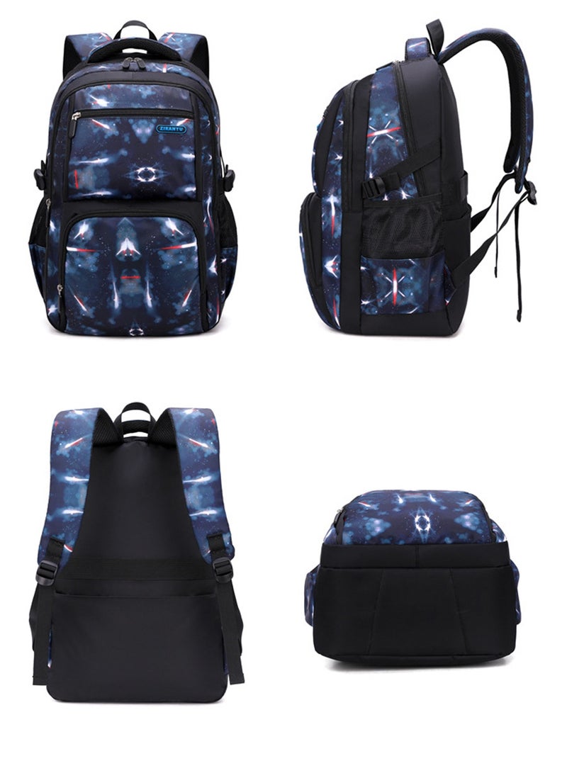 3Pcs Children's Backpack Set School Bag with Lunch Box Pencil Case, Large Capacity Galaxy Print Students Backpack for Primary Junior High school, Star Pattern - Image 5