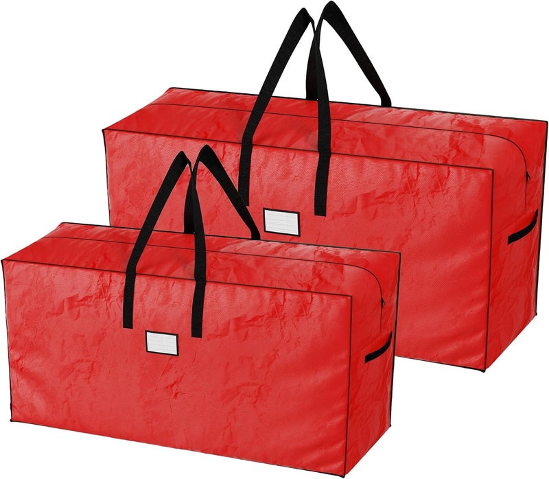 Elf Stor Christmas Tree Storage Bags - Set of 2 Woven Totes for up to 16-Foot Artificial Trees - Protects Holiday Decorations from Damage by (Red) - Image 1