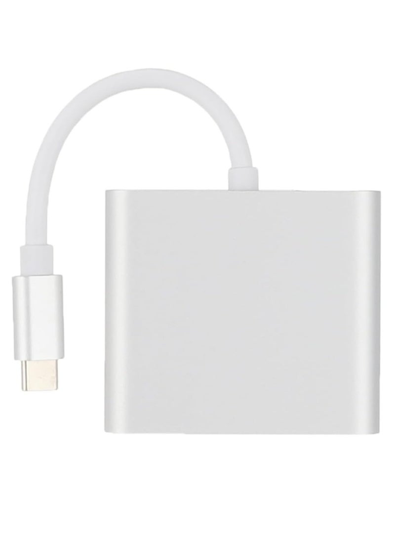 USB Type-C Multi-Port Adapter with 3.0 Port and Charging Port - Silver-237 - Image 2
