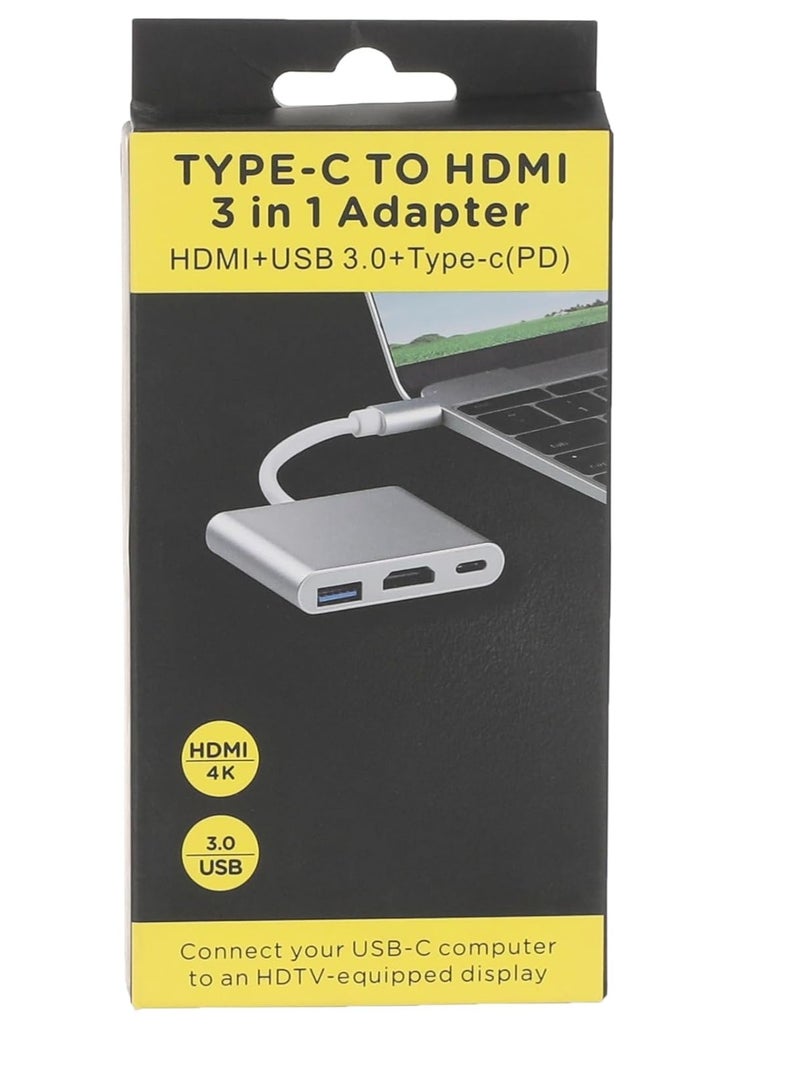 USB Type-C Multi-Port Adapter with 3.0 Port and Charging Port - Silver-237 - Image 3