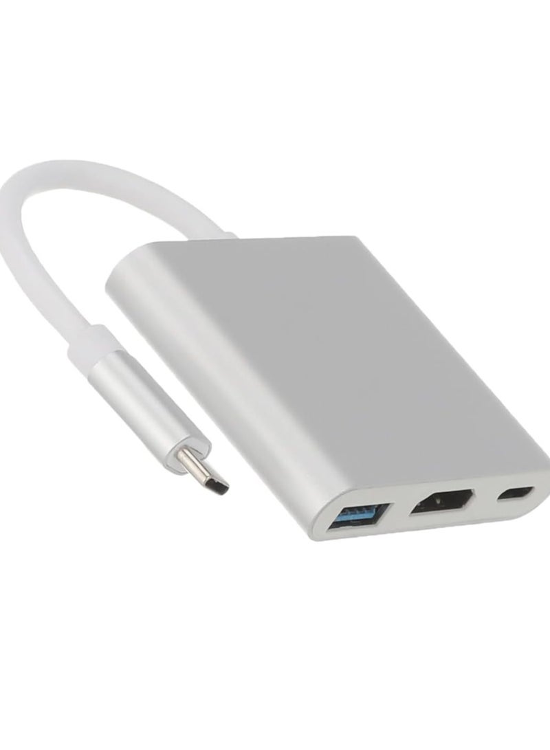 USB Type-C Multi-Port Adapter with 3.0 Port and Charging Port - Silver-237 - Image 1