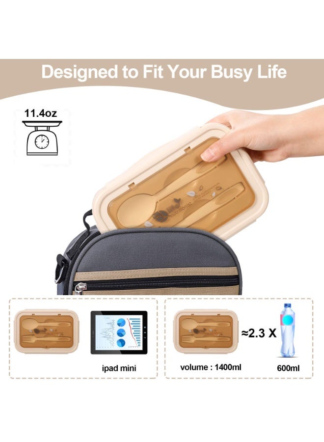 LODROC Bento Lunch Box, Bento Boxes, 3 compartments and 1400 ml fork spoon, leak-proof bento without BPA, Microwave and Dishwasher Safe Meal Prep Containers for Adults Kids - Image 5