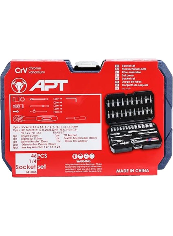 Apt 1/4" Socket & Bit Set – 46 Pieces - Image 1