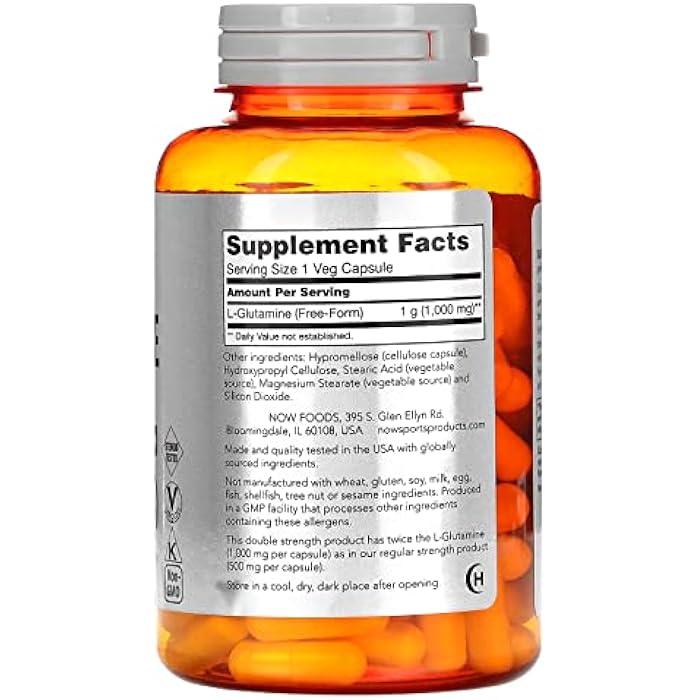 now Sports, L-Glutamine, 1,000 mg, 120 Veg Capsules - Image 2