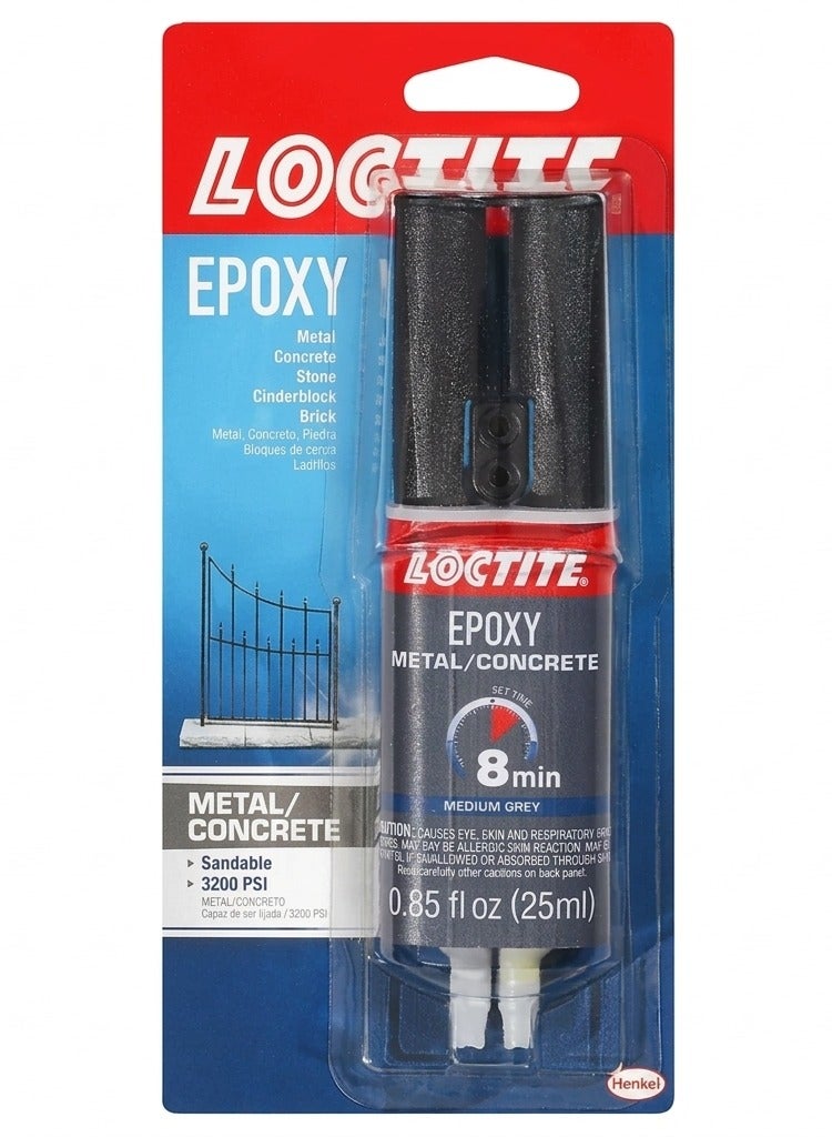 Loctite Epoxy Metal Concrete 25ml – Medium Set Strong Adhesive for Metal Stone Brick Concrete Repair | Dual Syringe High Strength Gap Filling Waterproof Multi-Purpose Epoxy Glue - Image 1