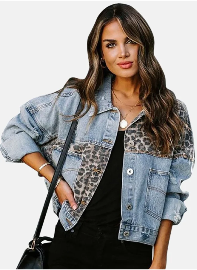 يونيكي Blue Collared Long Sleeve Denim Jacket