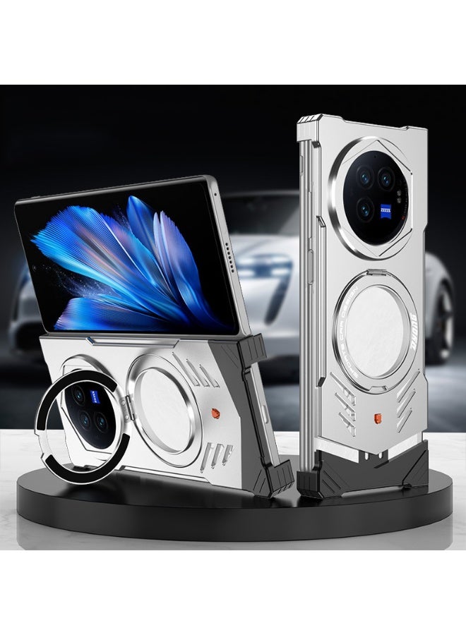 general Case Compatible with VIVO X Fold3, Heat Dissipation Case, Bare Metal Feel Without Frame, Sliding Locking Mechanism Cover with 360° Rotatable Magnetic Ring Stand - Image 1