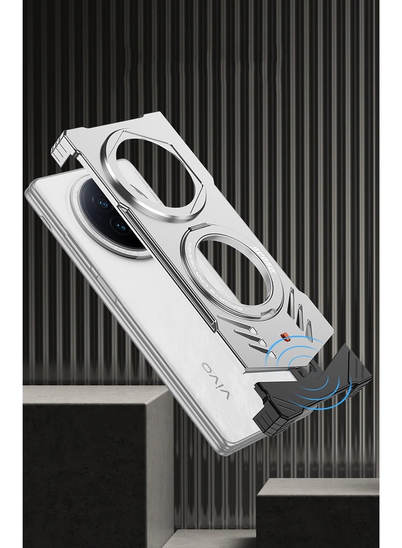 general Case Compatible with VIVO X Fold3, Heat Dissipation Case, Bare Metal Feel Without Frame, Sliding Locking Mechanism Cover with 360° Rotatable Magnetic Ring Stand - Image 2