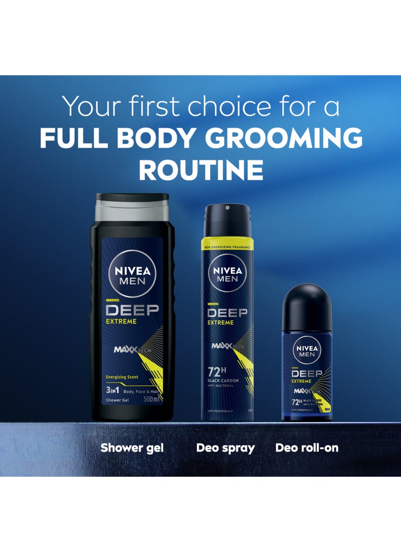 Nivea مزيل عرق رول أون للرجال ديب إكستريم ماكس تكنولوجي مع كربون أسود 72 ساعة - Image 5