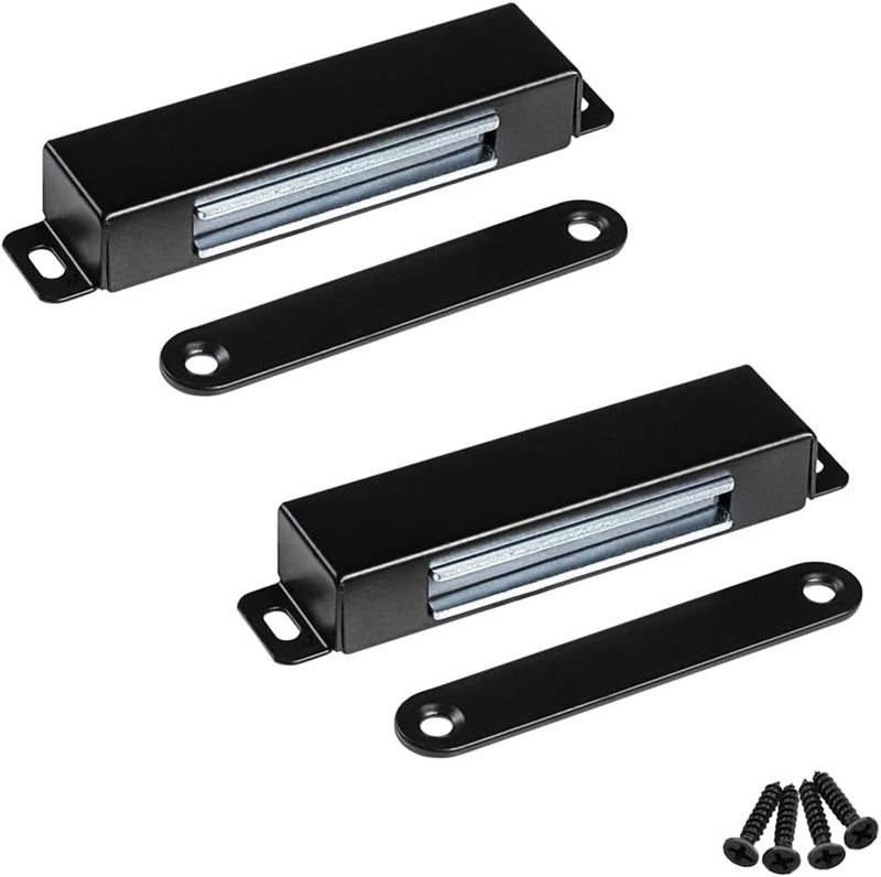 WOOCH Door Magnetic Catch - 90lb High Magnetic Stainless Steel Heavy Duty Catch for Kitchen Bathroom Cupboard Wardrobe Closet Closures Cabinet Door Drawer Latch (3.7 in Black, 2-Pack) - Image 1
