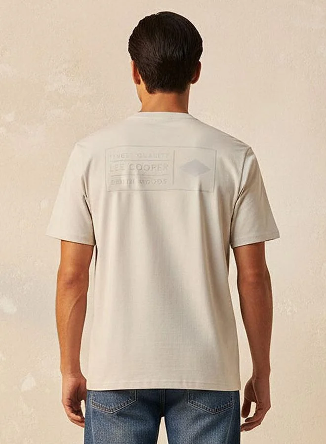Lee Cooper Cream Lee Cooper Regular Fit Crew Neck Short Sleeves Logo Print T-shirt for Men | Best Price UAE