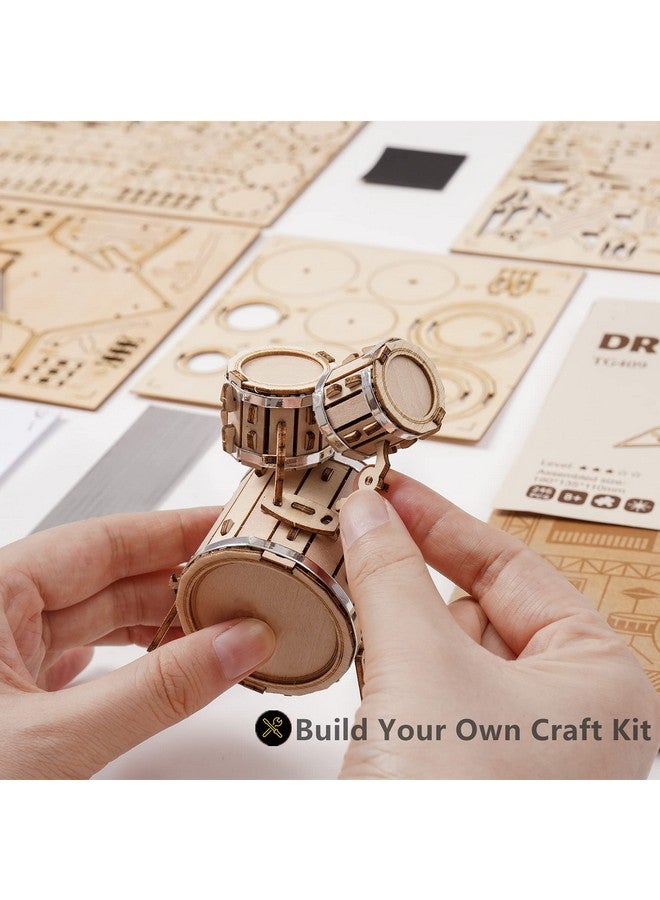 Robotime Wooden Craft Kits For Kids 3D Wooden Puzzle Diy Model Drum Kit To Build For Boys Adorable Home Decoration For Teens - Image 4