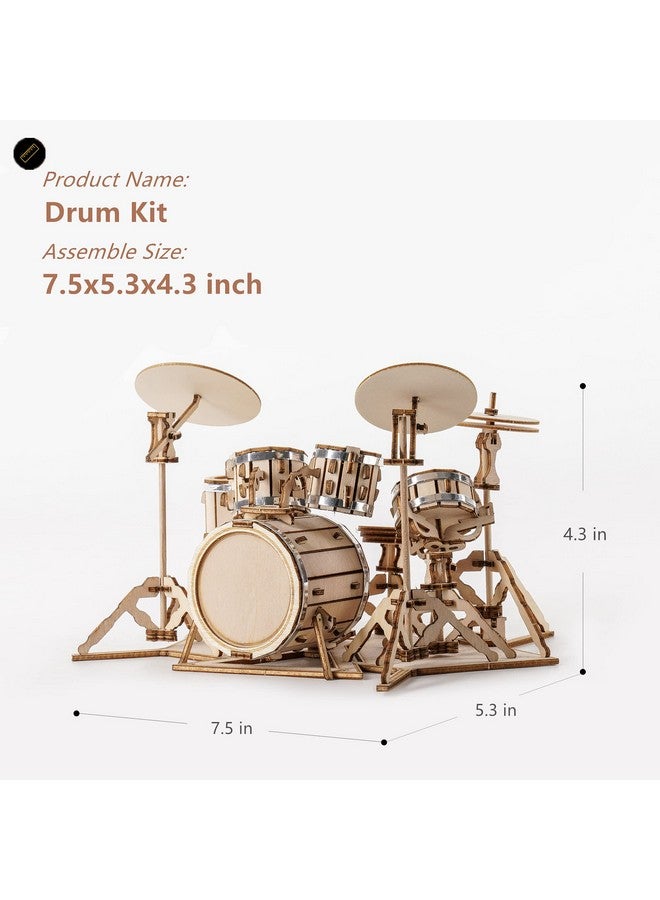 Robotime Wooden Craft Kits For Kids 3D Wooden Puzzle Diy Model Drum Kit To Build For Boys Adorable Home Decoration For Teens - Image 5