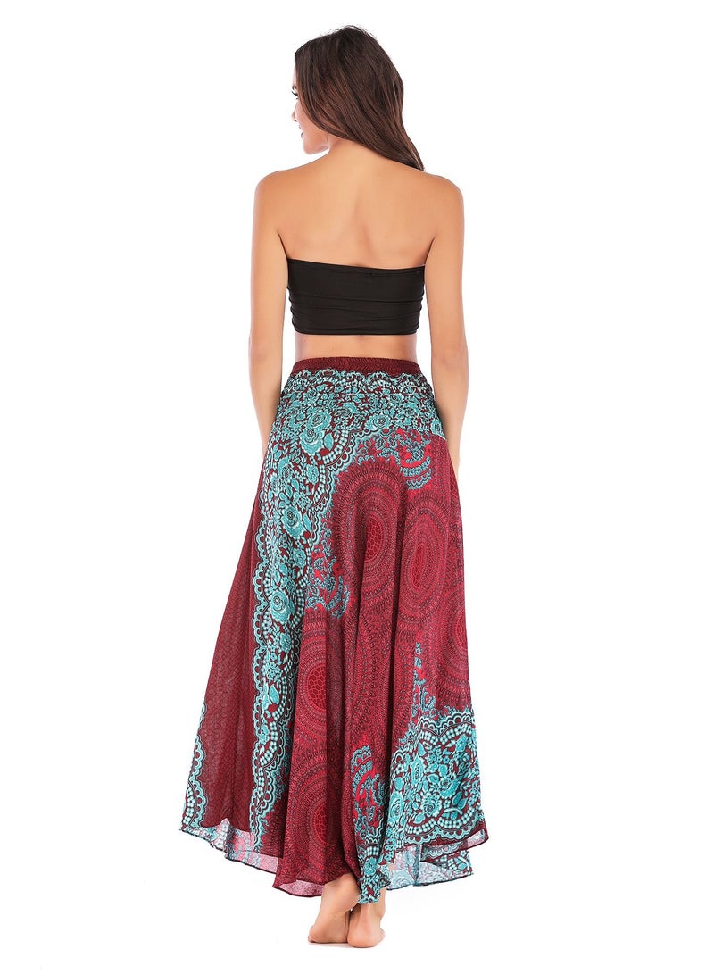 Loquat Casual Dress Half Skirt Beach Vacation Skirt Two Dresses Full Skirt Red  - Image 4