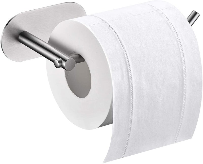 DOCOSS Self Adhesive Stainless Steel Toilet Tissue Paper Roll Holder for Bathroom Pack of 1 Satin - Image 1