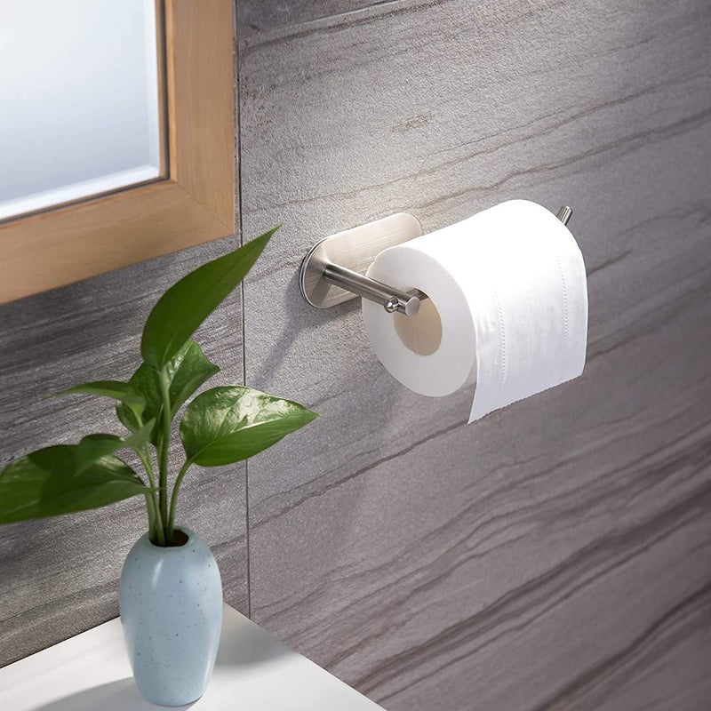 DOCOSS Self Adhesive Stainless Steel Toilet Tissue Paper Roll Holder for Bathroom Pack of 1 Satin - Image 3
