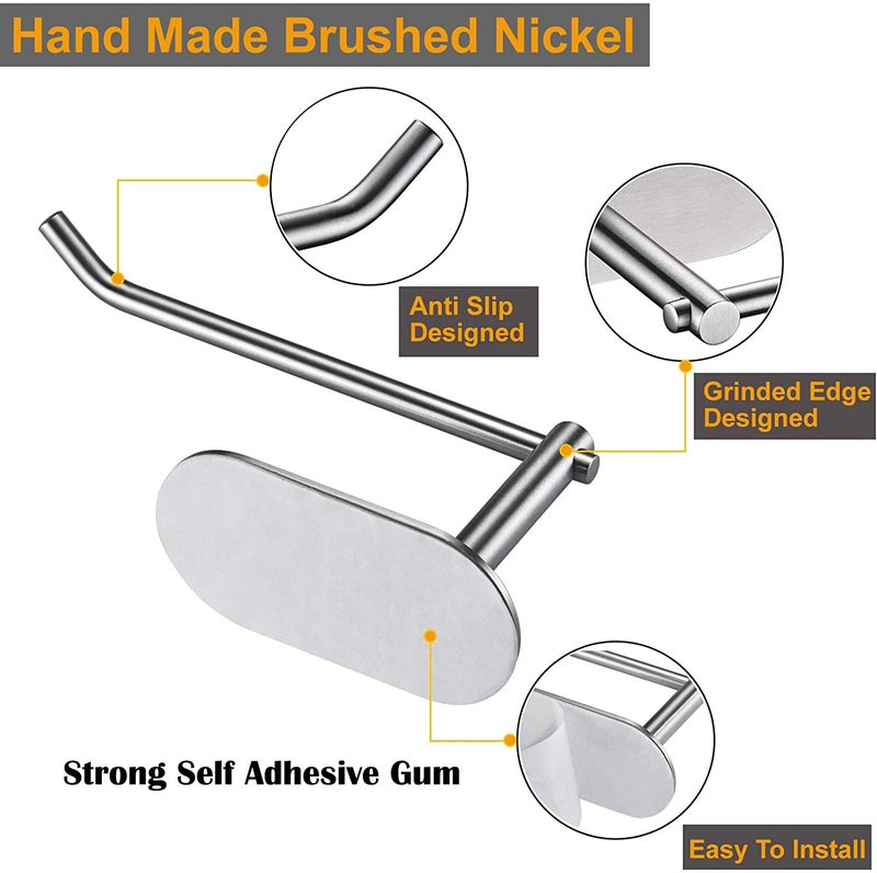 DOCOSS Self Adhesive Stainless Steel Toilet Tissue Paper Roll Holder for Bathroom Pack of 1 Satin - Image 4
