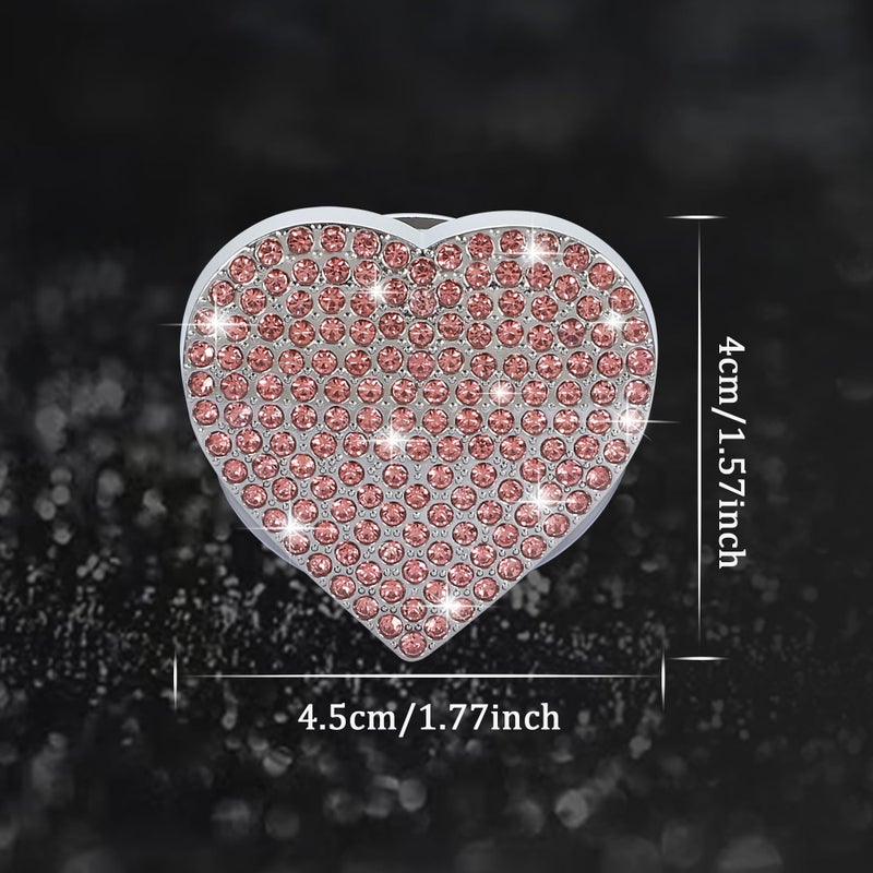 TOMALL Bling Car Engine Start Cap Diamond Crystal Push Start Ring Sparkly Accessories Heart Bling Ignition Button Rhinestone Emblem Trim Universal (Pink) - Image 2