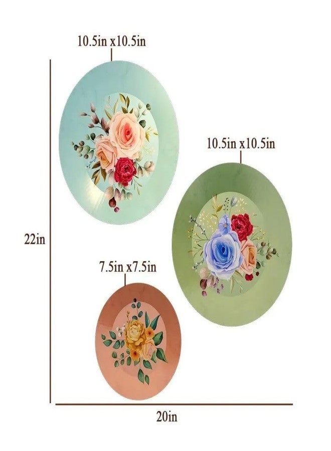 WOODHANG Elegant Floral Decorative Wall Plates - Set of 3|Modern Botanical Wall Art with Pastel Roses, Peonies, and Greenery|Artistic Home Décor Item for Living Room, Bedroom, and Office - Image 5