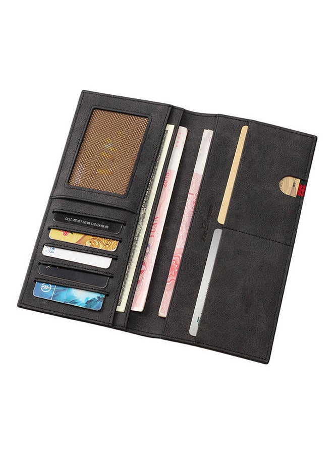 Y&D - Ultra Thin Long Double Fold Porous Bag Card Storage Wallet Black - Image 1