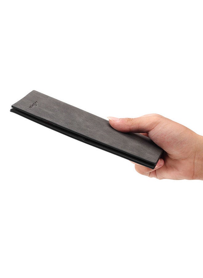 Y&D - Ultra Thin Long Double Fold Porous Bag Card Storage Wallet Black - Image 1