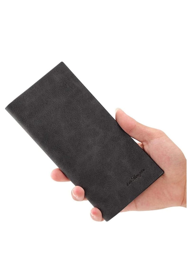 Y&D - Ultra Thin Long Double Fold Porous Bag Card Storage Wallet Black - Image 1