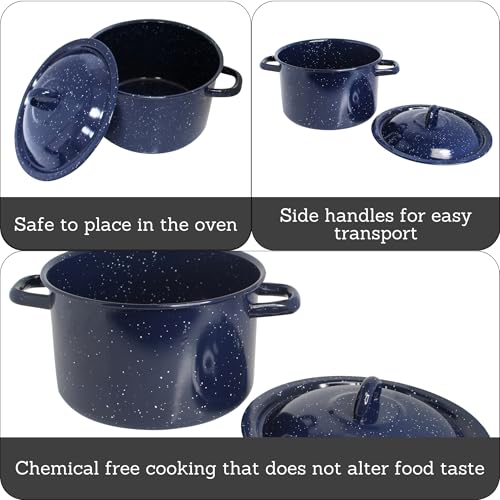 IMUSA, C20666-1063310, Enamel Stock Pot, Blue, 6-Quart - Image 2