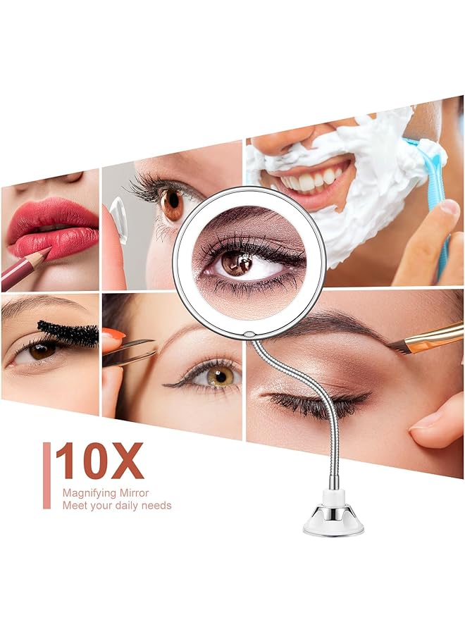 erorex 10X Magnifying Makeup Mirror Led Mirror Adjustable Flexible Gooseneck Locking Suction Cosmetic Mirror Magnifying Mirrors Vanity Mirror For Bedroom Bathroom - Image 5