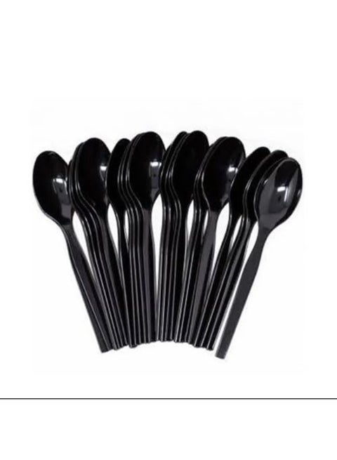50 Pcs Disposable Plastic Spoons, Heavyweight Durable Black Spoons