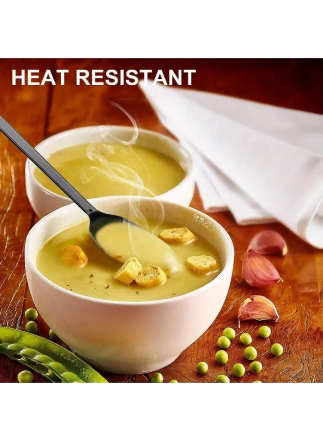 كوالتي 50 قطعة ملاعق بلاستيكية للاستعمال مرة واحدة، ملاعق سوداء متينة ثقيلة الوزن - Image 3