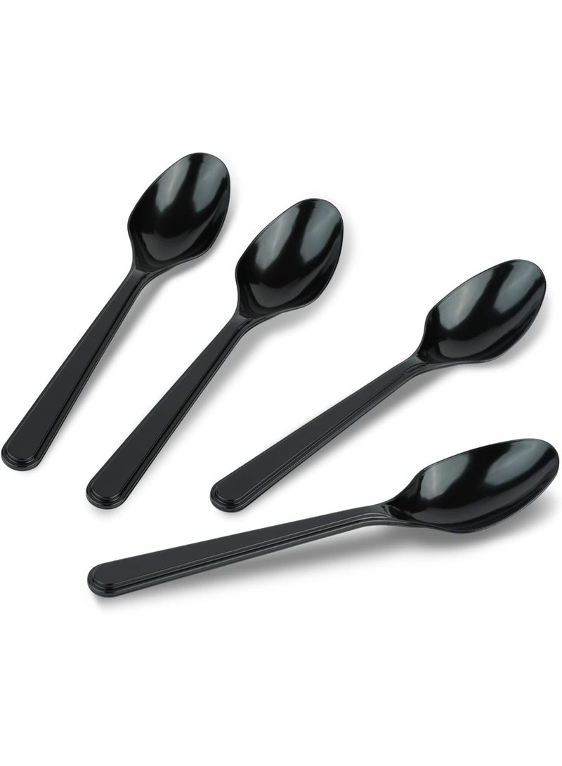 كوالتي 50 قطعة ملاعق بلاستيكية للاستعمال مرة واحدة، ملاعق سوداء متينة ثقيلة الوزن - Image 2