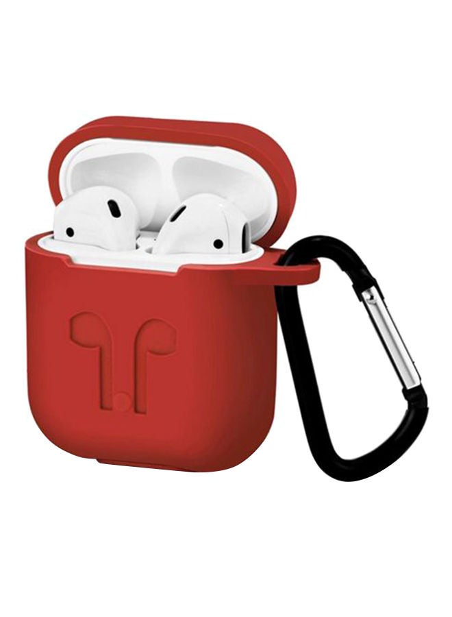 NIBEMINENT Protective Silicone Case Cover With Anti Lost Straps For Apple AirPods Red - Image 1