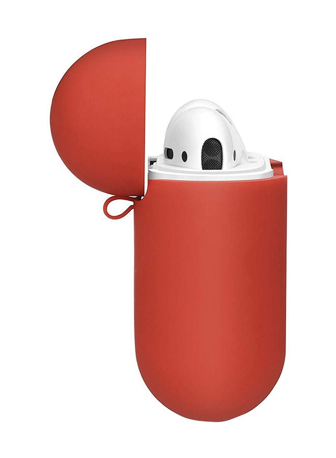 NIBEMINENT Protective Silicone Case Cover With Anti Lost Straps For Apple AirPods Red - Image 2
