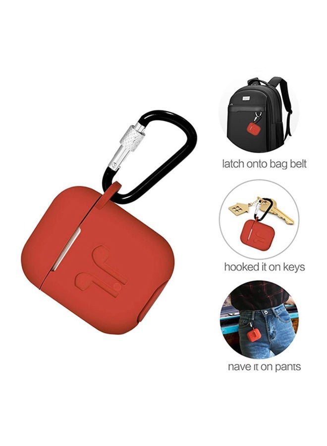 NIBEMINENT Protective Silicone Case Cover With Anti Lost Straps For Apple AirPods Red - Image 5