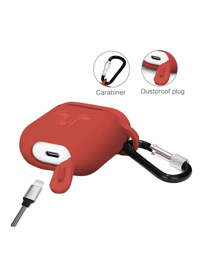 NIBEMINENT Protective Silicone Case Cover With Anti Lost Straps For Apple AirPods Red - Image 4