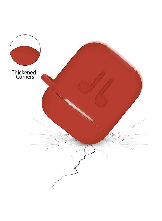 NIBEMINENT Protective Silicone Case Cover With Anti Lost Straps For Apple AirPods Red - Image 3