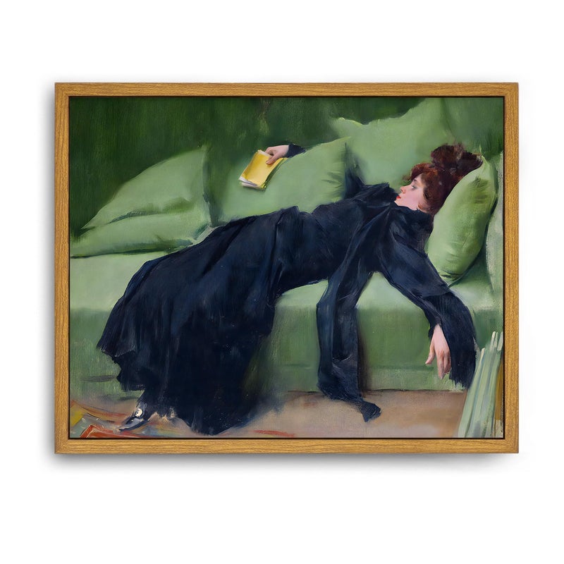 Roslynity Framed Canvas Wall Art Vintage Print Oil Painting Decadent Young Woman After the Dance Moody Portrait Retro Aesthetic Artwork for Home Living Room Bathroom Bedroom Wall Decor 8x10