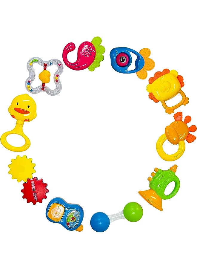vesus Toys For Babies - 10 Pieces, Baby Rattle Toys | Teething Set And Rattle Set For Baby | Bpa Free Rattle Toys For Babies | Infant Rattle Toys For Boys Girls | Baby Rattles 6 To 12 Months - Image 1