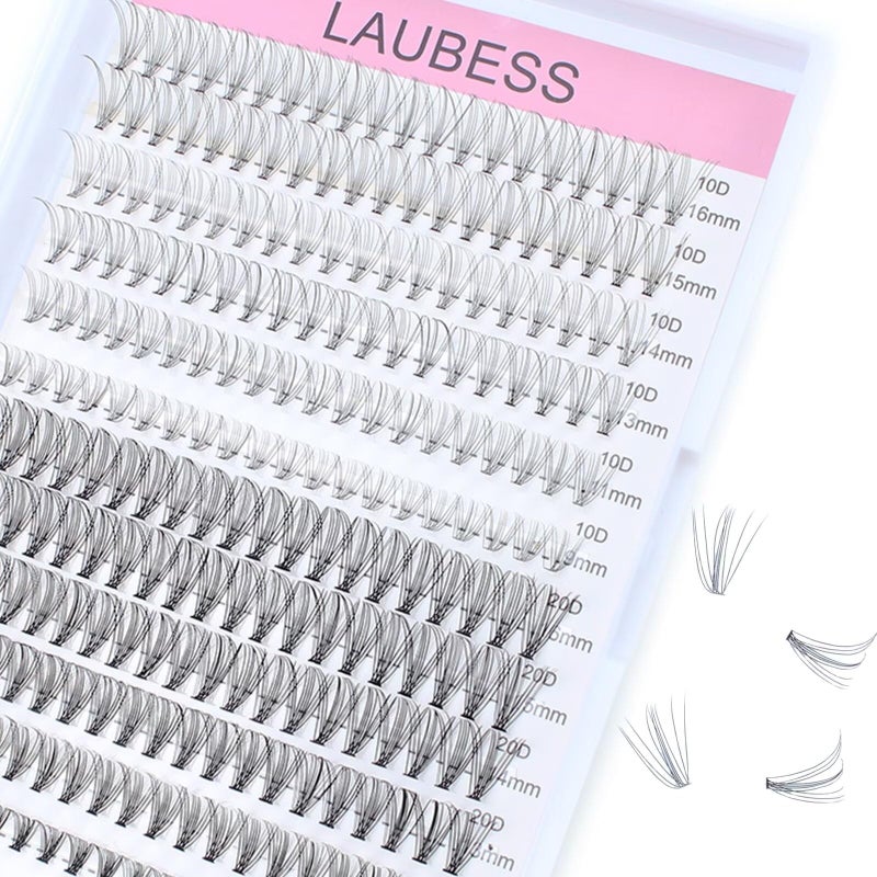 LAUBESS Lash Clusters 10D+20D Individual Lashes C Curl Cluster Lashes Mixed Length Eyelash Clusters DIY Lash Extension Kit Cluster Eyelash Extensions (10D/20D-0.07C, 9-16mm) - Image 1