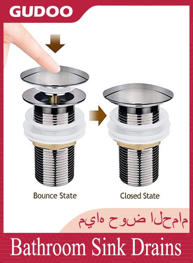 GUDOO التصريف الحديث لحوض المغسلة غير المشقوق مع سدادة نابضة مطلية بالنيكل بنظام النقر.  - Image 4