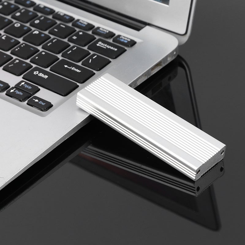 حافظة أقراص تخزين محمولة بروتوكول مزدوج M.2 NVMe/SATA USB3.1 Type-C مقفلة على الخارج من نوع SSD مع غلاف من سبائك الألومنيوم لون فضي - Image 3
