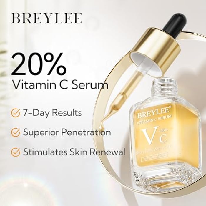 BREYLEE Vitamin C Serum for Face & Eye (1.4 oz) for Brightening Skin,Dark Spot Remover,Reduce Wrinkle,Anti Aging,Moisturizer with Hyaluronic Acid,Vitamin E,Retinol - Image 2