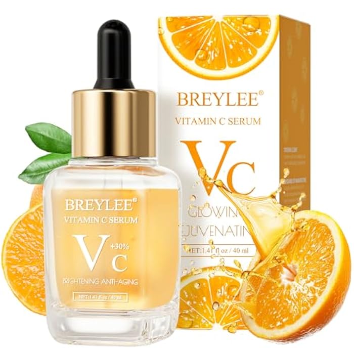 BREYLEE Vitamin C Serum for Face & Eye (1.4 oz) for Brightening Skin,Dark Spot Remover,Reduce Wrinkle,Anti Aging,Moisturizer with Hyaluronic Acid,Vitamin E,Retinol - Image 1