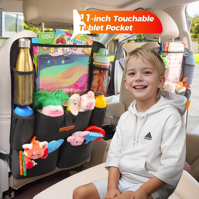 SURDOCA Car Organizers and Storage, Upgraded Car Seat Organizer with 11-inch Touch Screen Tablet Holder, Backseat Car Organizer with 8 Pockets, Car Seat Protector Road Trip Essentials for Kids - Image 5
