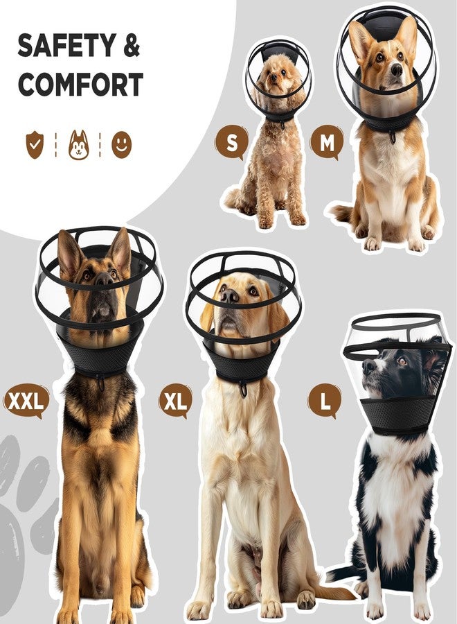 BONTHEE Dog Cone Collar for Dogs,Transparent Soft Dog Cones Alternative for Small Large Medium Size Dog,Adjustable Depth Pet Recovery Collars,Elizabethan Collar for Dogs Stop Licking Wound(Black-L) - Image 4
