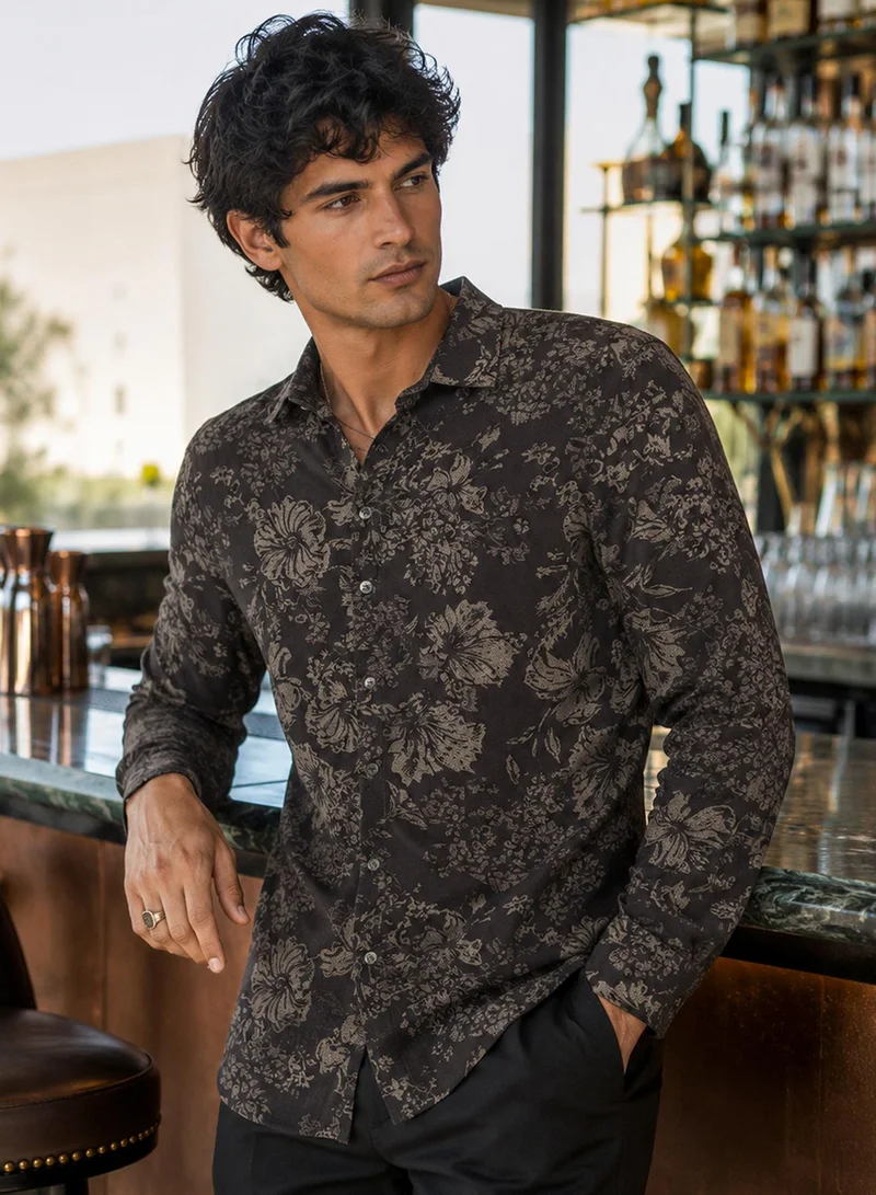 CAHOOT Men's Multi Floral Regular Shirt For Casual Wear | Collared Neck | Long Sleeve | Button Closure | Cotton Shirt Crafted With Comfort Fit For Everyday Wear (121601)