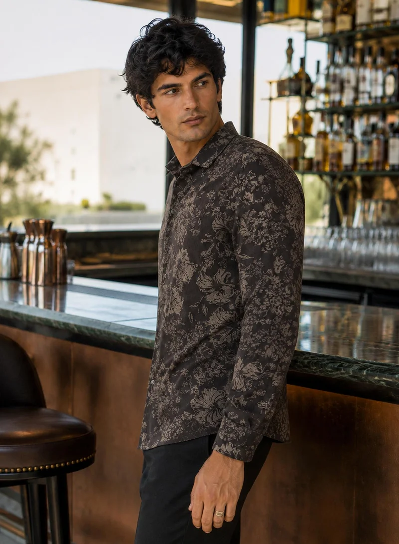 CAHOOT Men's Multi Floral Regular Shirt For Casual Wear | Collared Neck | Long Sleeve | Button Closure | Cotton Shirt Crafted With Comfort Fit For Everyday Wear (121601)
