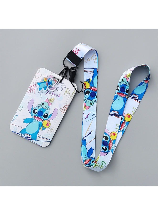 Generic Lilo u0026 Stitch Neck Strap Lanyard ID Credit Card Pass Lanyard,for Mobile Phone And U Disk Neck Strap Keychain Soft Fabric Lanyard,With Protective case(Stitch -Color ②)  - Image 1