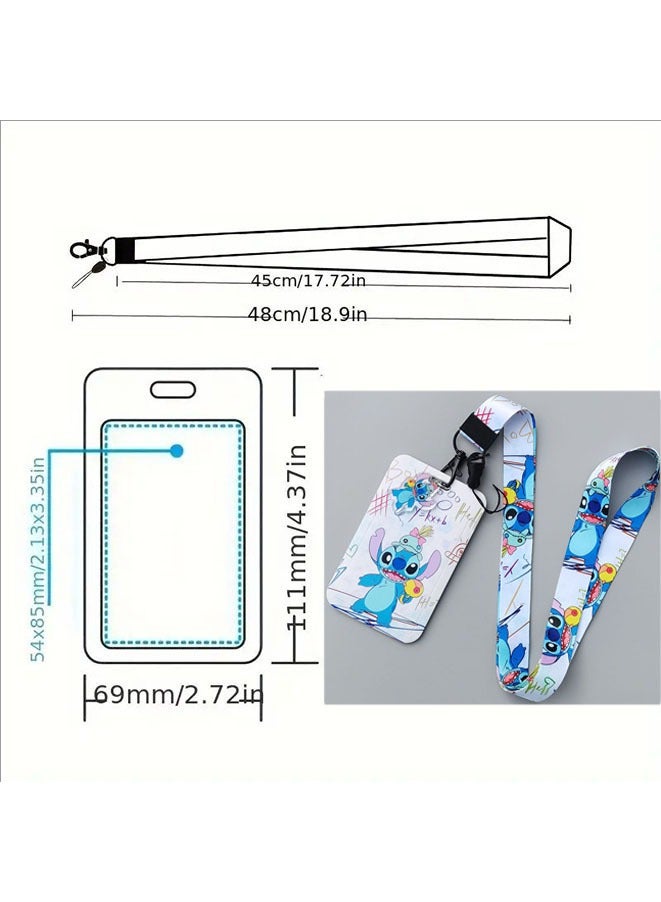 Generic Lilo u0026 Stitch Neck Strap Lanyard ID Credit Card Pass Lanyard,for Mobile Phone And U Disk Neck Strap Keychain Soft Fabric Lanyard,With Protective case(Stitch -Color ②)  - Image 3